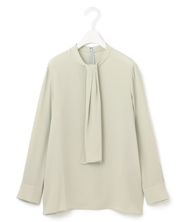 ICB 【WEB限定カラーあり・速乾・洗える】BackSatinAmunzen スカーフタイブラウス ピスタチオ系