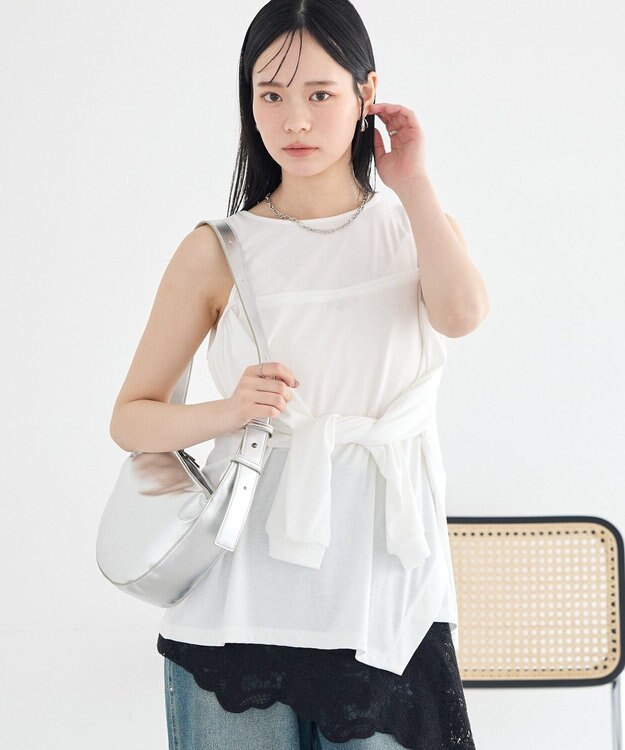 earth music&ecology マルチウェイショルダースリットトップス Off White