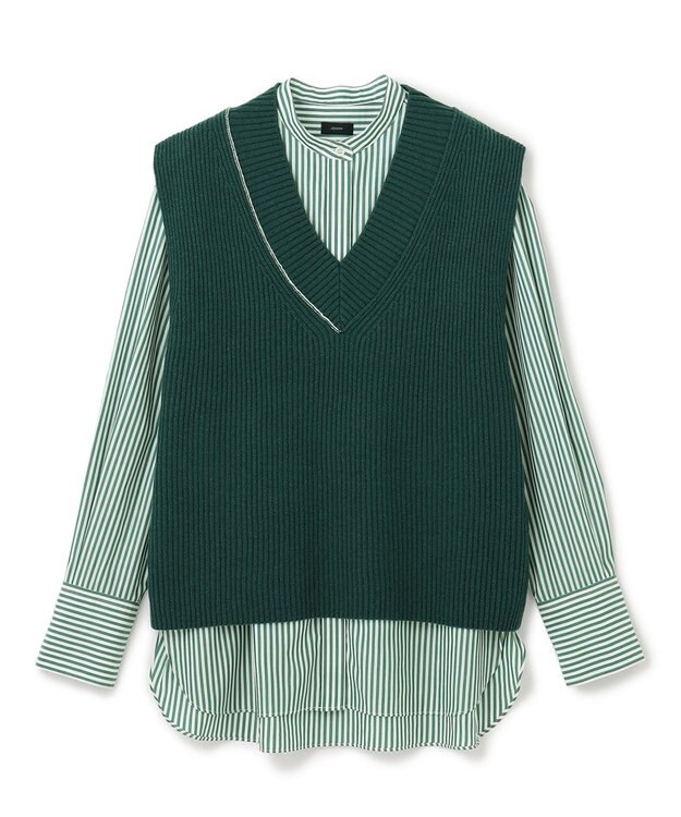 JOSEPH ポプリンシャツ×ニットベスト Dark Teal