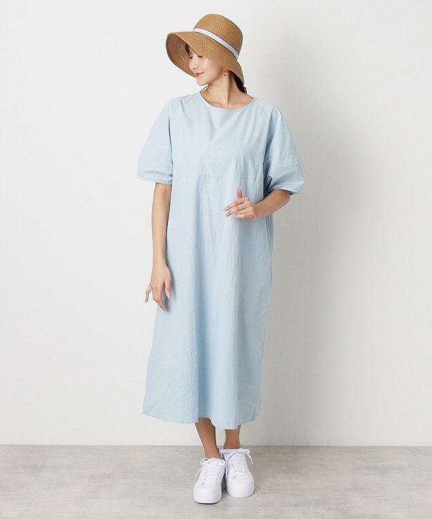 MOONBAT 【洗える】FURLA(フルラ)  ロゴ刺繍リボン 天然ハット グレー