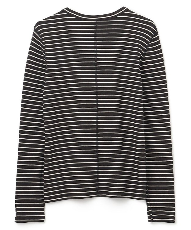 UNFILO コットンカシミヤ クルーネックカットソー ブラック×エクリュ