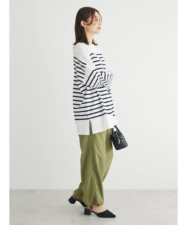 Green Parks パネルボーダーチュニック Navy