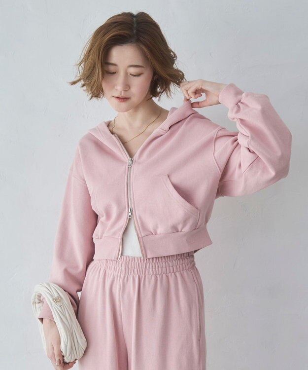 WEGO ショートZIPパーカー ピンク
