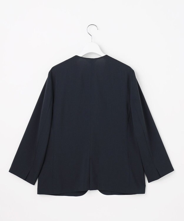J.PRESS LADIES 【セットアップ対応】ファンマートロストレッチ ノーカラー ジャケット ネイビー系