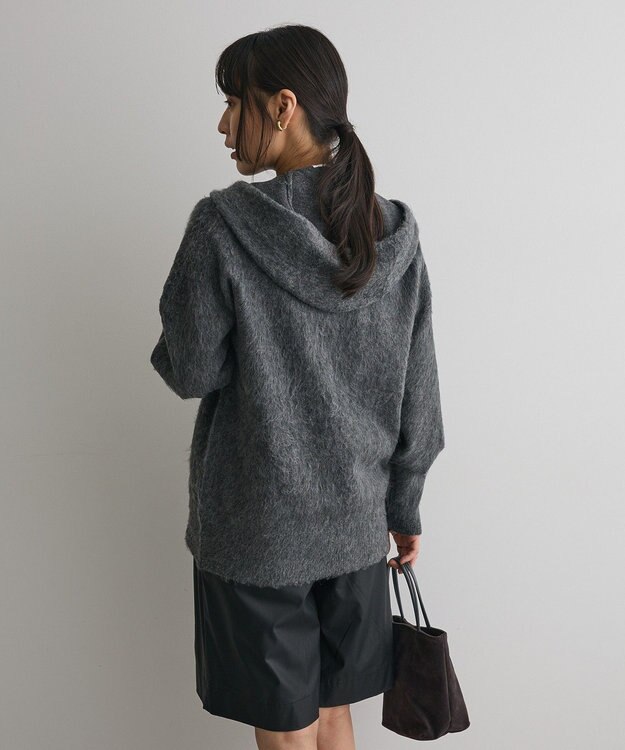 CRAFT STANDARD BOUTIQUE フードストール付きニットプルオーバー Charcoal Gray