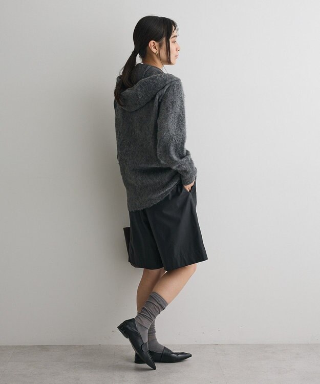 CRAFT STANDARD BOUTIQUE フードストール付きニットプルオーバー Charcoal Gray