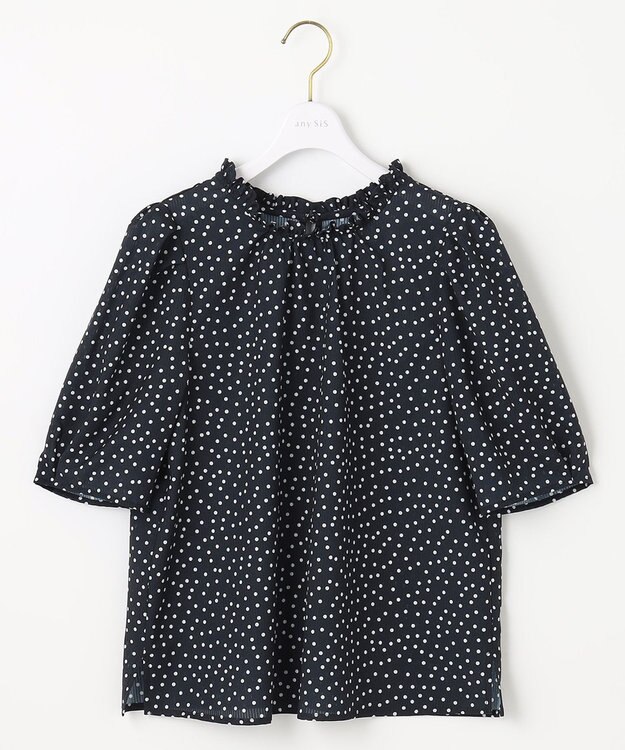 ANY SIS 【洗える】シアーストライプ ブラウス ネイビードット