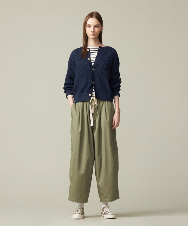 J.PRESS YORK STREET 【WOMEN】コットンケーブル カーディガン ネイビー系