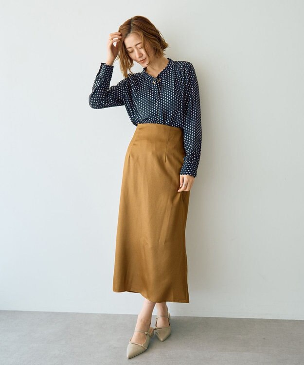 YECCA VECCA ジオメ柄ボウタイブラウス Navy