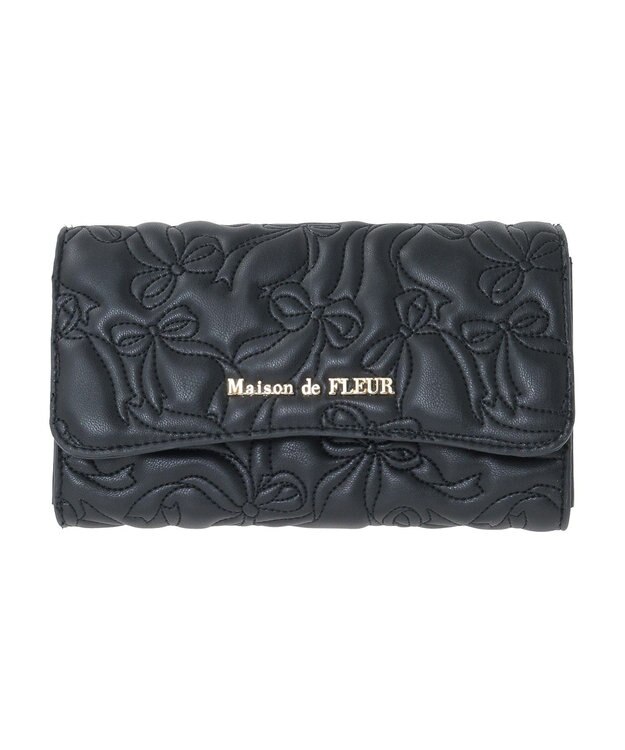 Maison de FLEUR リボンキルティングロングウォレット Black