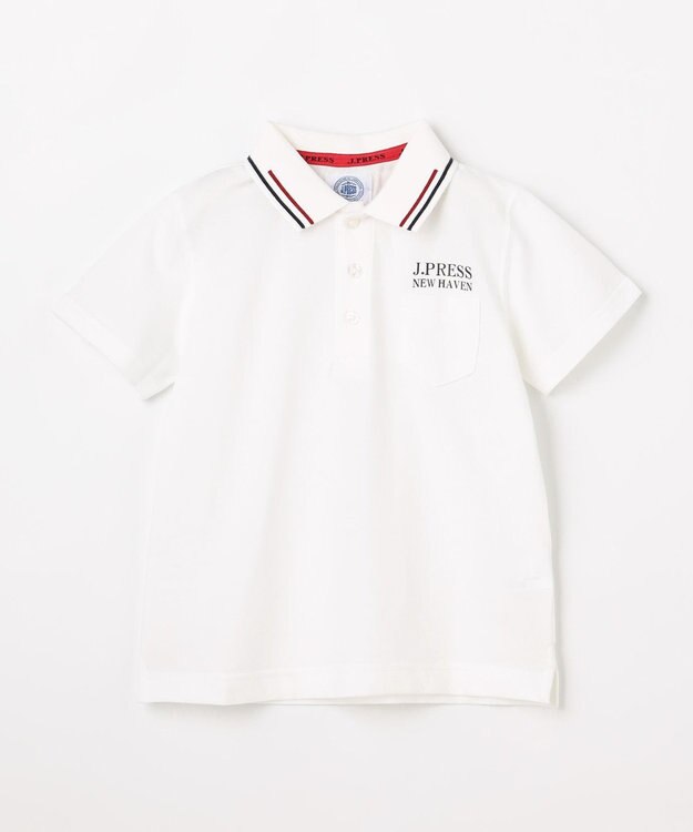 J.PRESS KIDS 【100-130cm】ダブルライン カラー 半袖ポロシャツ オフホワイト