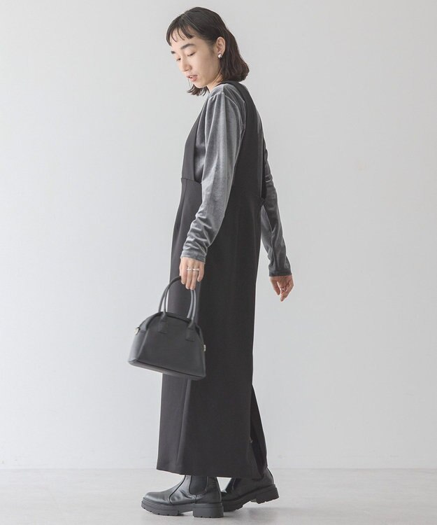 AMERICAN HOLIC ベロアクルーネックカットプルオーバー Charcoal Gray