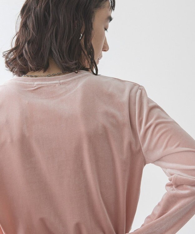 AMERICAN HOLIC ベロアクルーネックカットプルオーバー Pink