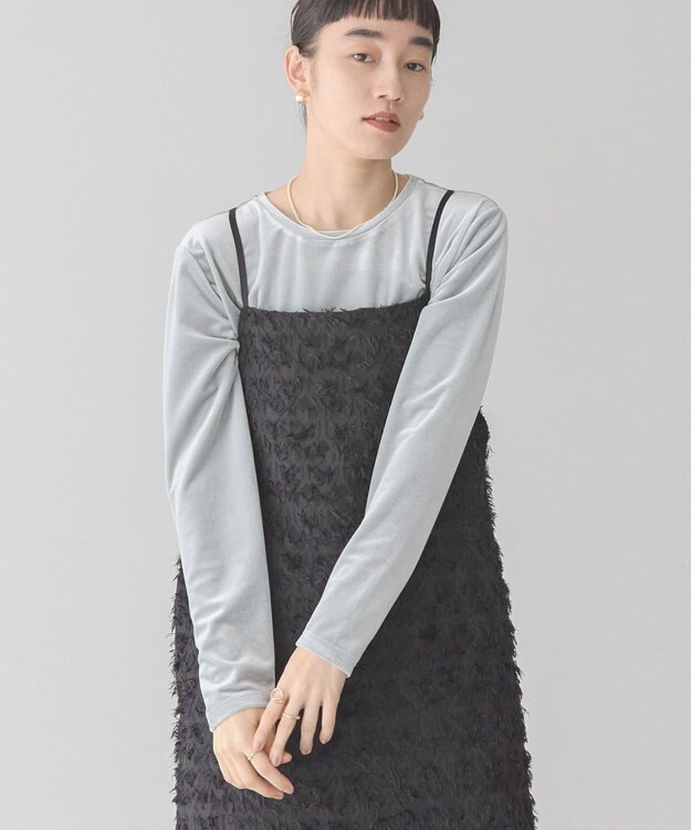 AMERICAN HOLIC ベロアクルーネックカットプルオーバー Mint