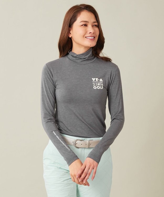 23区GOLF 定番あたたかインナー【WOMEN】エニワイズ無地 カットソー ライトグレー系