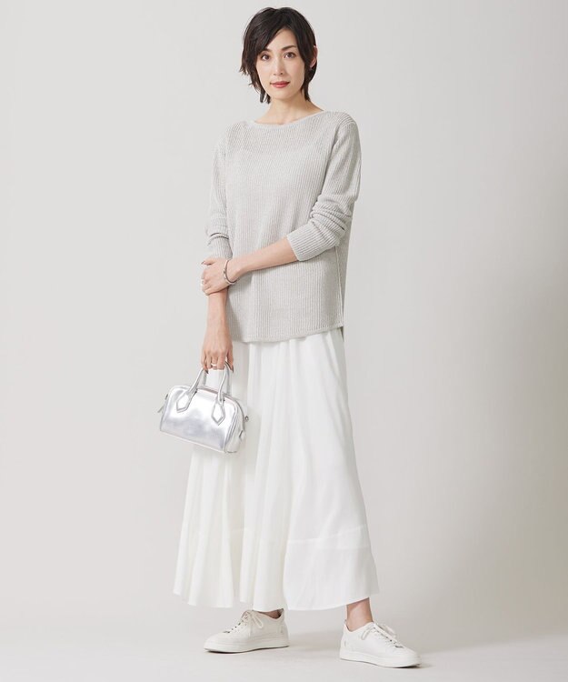 ICB 【洗える】 ペーパーブレンドシャインニット プルオーバー トープ系