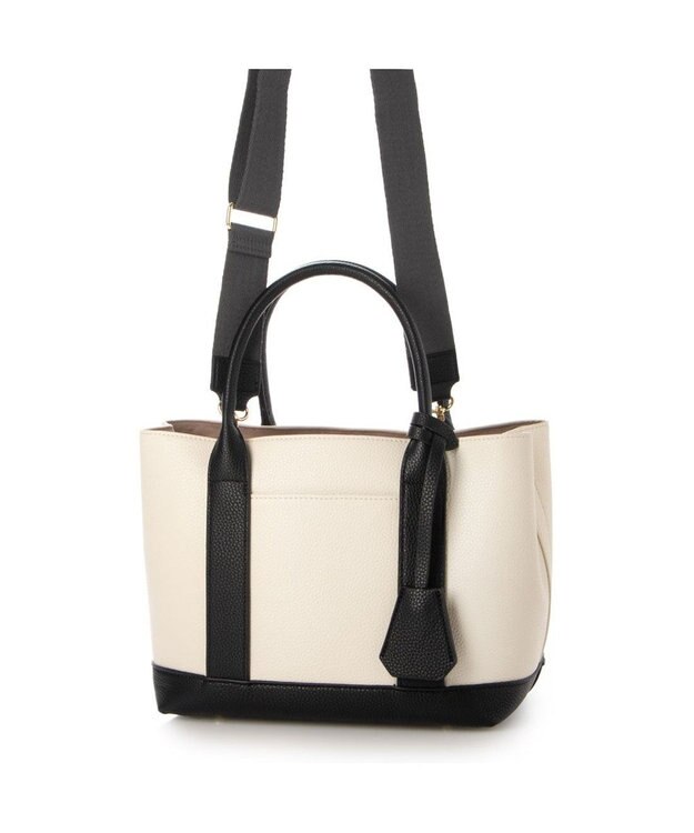 UNBILLION 【テレビ ドラマ着用アイテム】cachecache ショルダー付きパーテーション合成皮革トート ブラックミックス