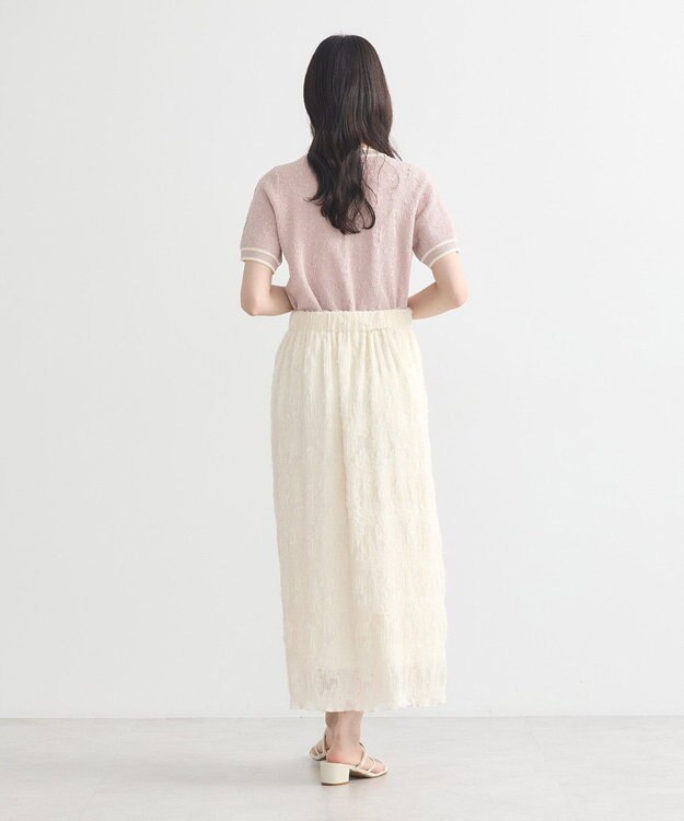 earth music&ecology バイカラーフラワージャガードニットプルオーバー Pink