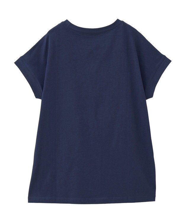 Green Parks フレンチスリーブ筆記体ロゴチュニック Navy