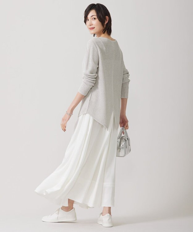 ICB 【洗える】 ペーパーブレンドシャインニット プルオーバー トープ系