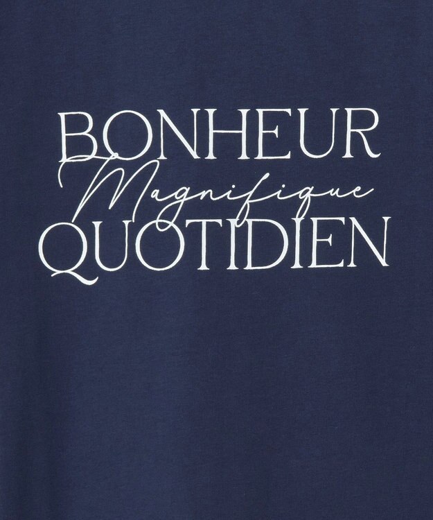 Green Parks フレンチスリーブ筆記体ロゴチュニック Navy