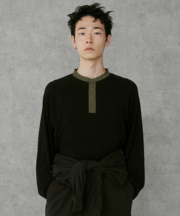 WEGO 【ユニセックス着用ITEM】ラグランヘンリーネックT ブラック