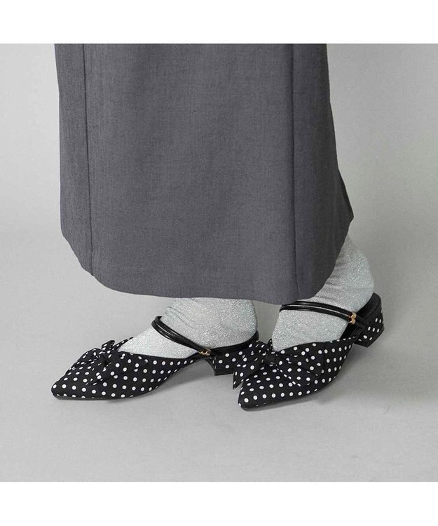 MODE ET JACOMO <noyau>2WAYリボンストラップミュールパンプス ブラックキジ