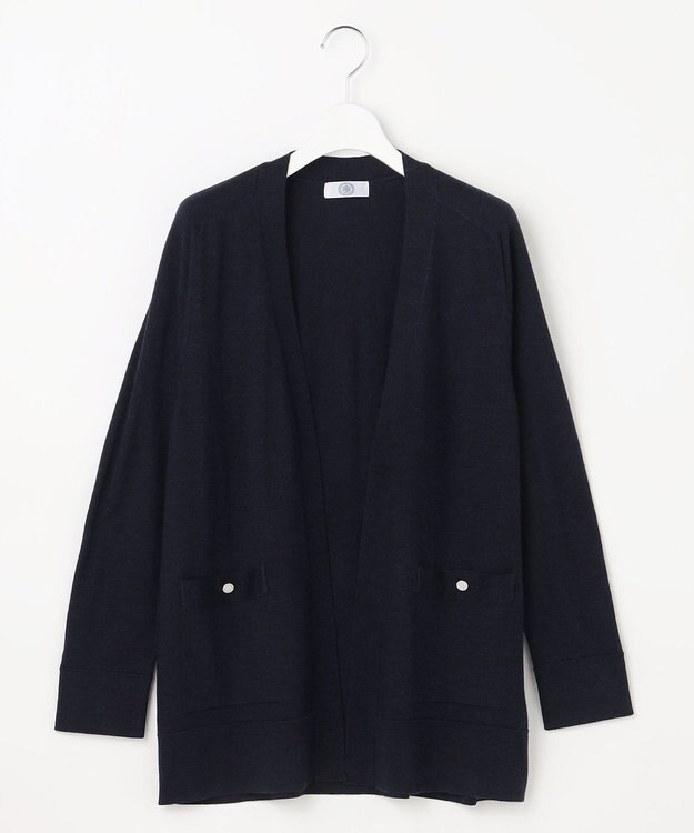 J.PRESS LADIES L KNIT BASIC ロング カーディガン ネイビー系