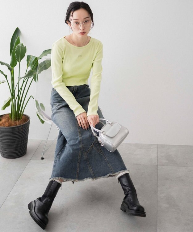 WEGO ヴィンテージウォッシュリブロンT ライム