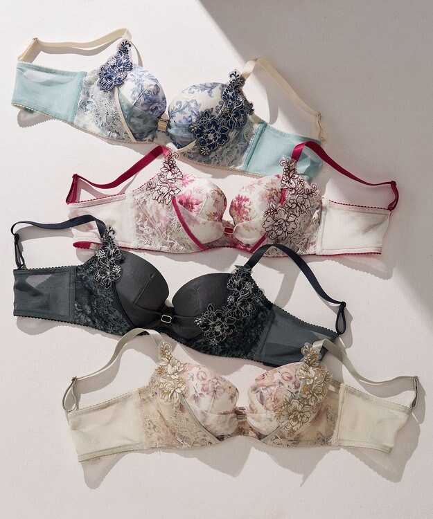 WACOAL ブラジャー 【リボンブラ 脇すっきり】 脇高設計 着やせシルエット 動いても谷間キープ Gカップまで対応 大きいサイズ レディース BXB473 /ワコール ターコイズ