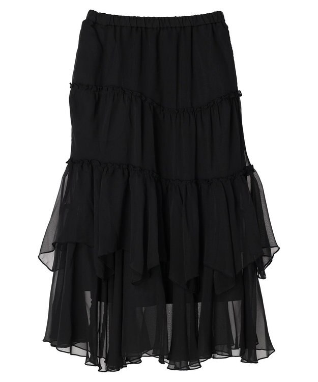 AMERICAN HOLIC 丈違いティアードフリルギャザースカート Black