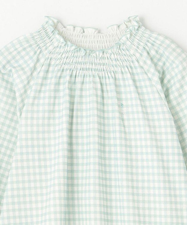 組曲 KIDS 【150-160㎝】シャーリングチェック トップス ミント系5
