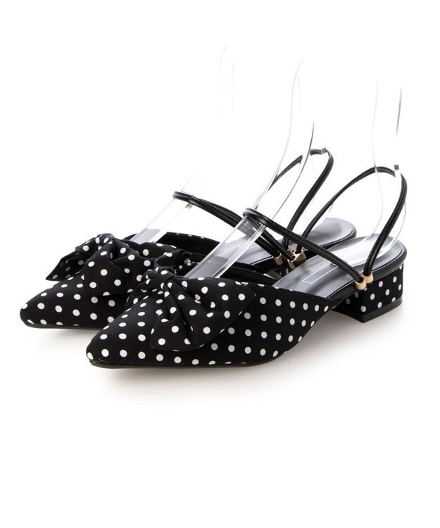 MODE ET JACOMO <noyau>2WAYリボンストラップミュールパンプス ブラックキジ