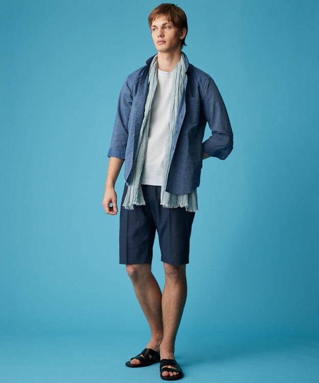 JOSEPH ABBOUD 【オーガニックコットン使用・日本製】JOEコットンサッカークルーネック Tシャツ スカイブルー系