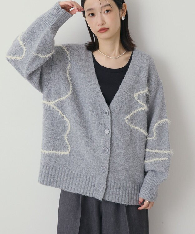 AMERICAN HOLIC ニュアンスライン柄Ｖネックカーディガン Gray Mixture