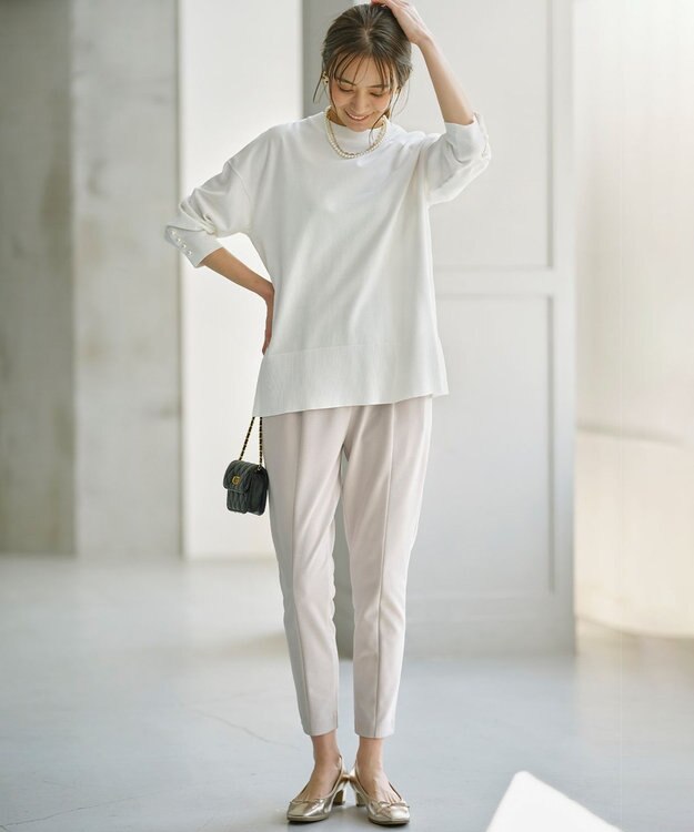 組曲 L 【WEB限定】スタイルアップジャージー パンツ ベージュ系