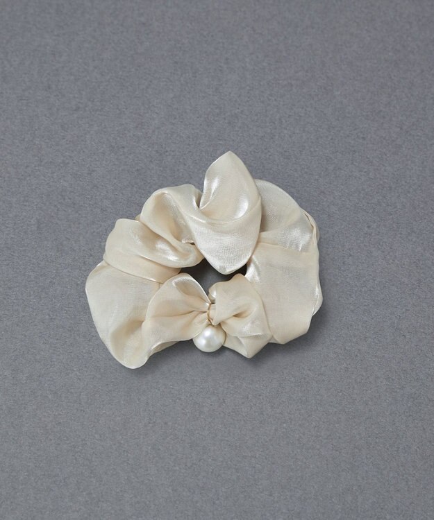 Phoebe ボリューミーシアーシュシュ　ベージュ/パール/大ぶり ベージュ