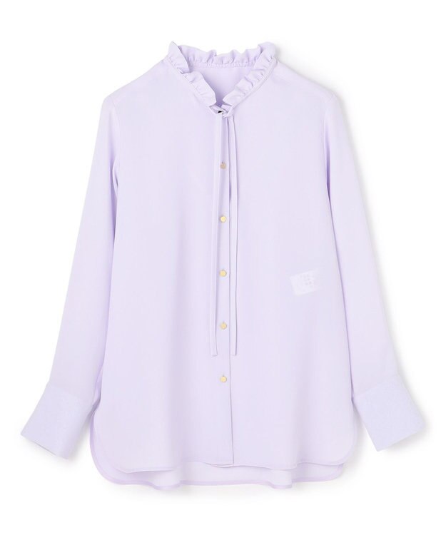 BEIGE， 【洗える】STOW / フリルタイブラウス Lilac