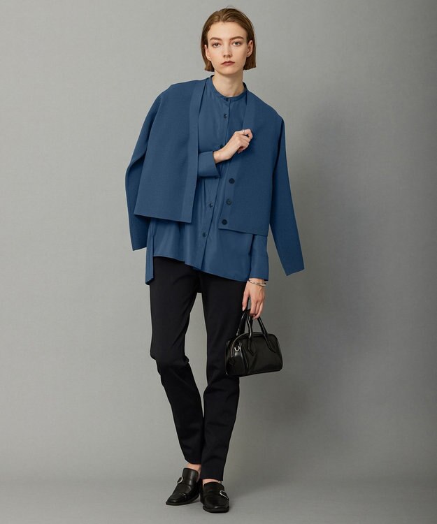 ICB 【洗える】リサイクルポリエステルハイゲージ カーディガン ダルブルー系