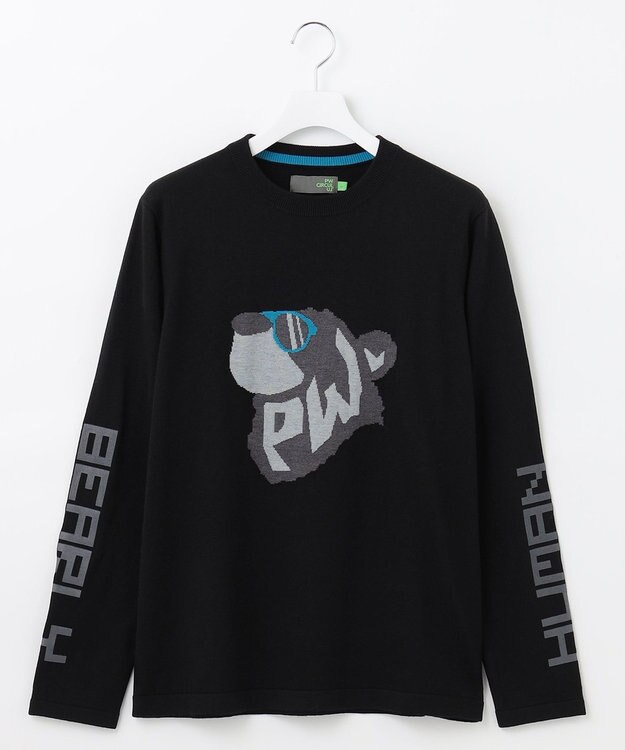  【MEN】【洗える】ベアフェイスモチーフ クルーネック ニット