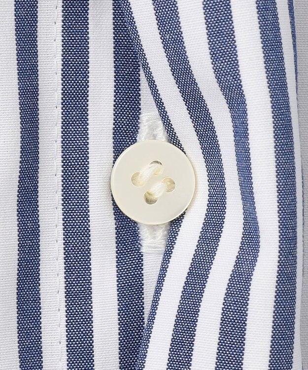 #Newans 【洗濯機可能/シワになりにくい】リボンカフスブラウス ネイビーストライプ