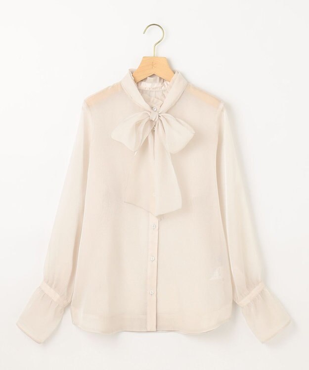組曲 シャイニーオーガン ボウタイ付きブラウス アイボリー系