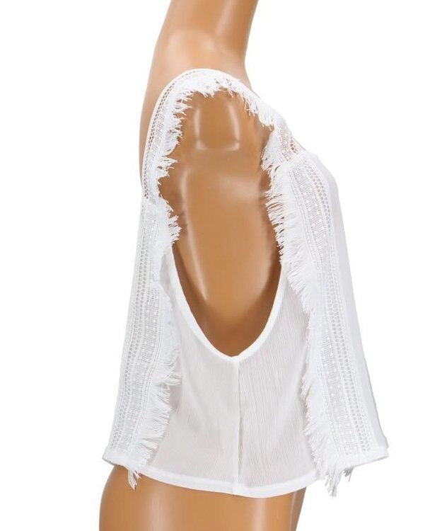 San-ai Resort（三愛水着楽園） 【SALE】【San-ai Resort】無地×レース トップス M ホワイト