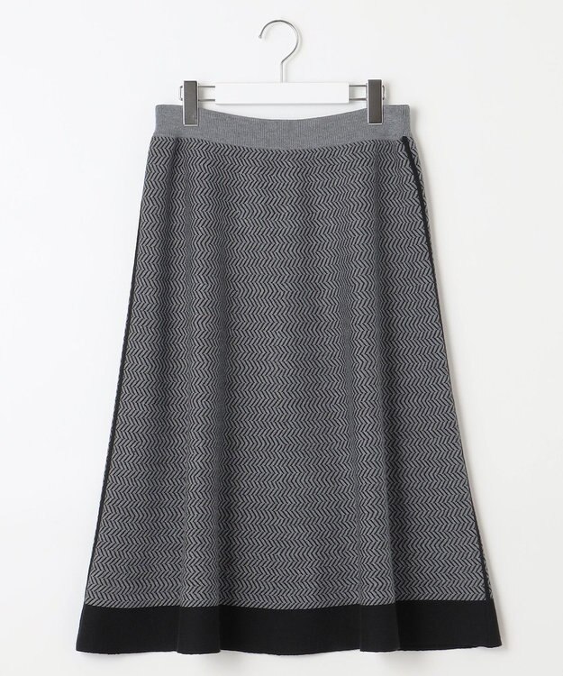 自由区 【WEB限定・マルチウェイ・洗える】ヘリンボーン柄リバーシブルニット セットアップ ブラック×グレー柄