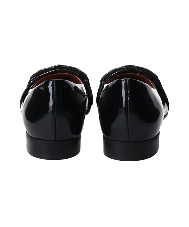 INTER-CHAUSSURES 【INTER-CHAUSSURES】ポインテッドローヒールバックルパンプス ブラックエナメル