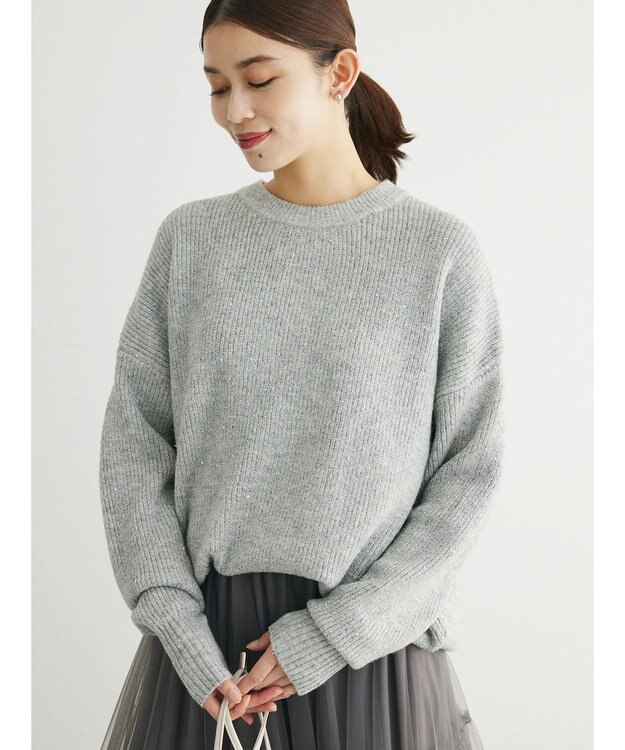 Green Parks ・Ｐｅｔｉｔ　Ｆｌｅｕｒ　ラメ＆スパンコールニット Gray