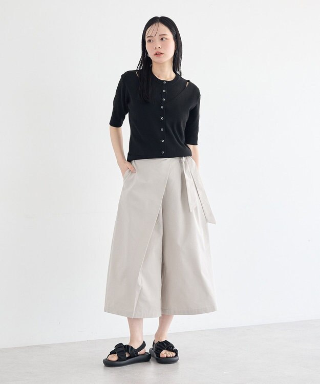 earth music&ecology ラップハーフパンツ Gray Beige