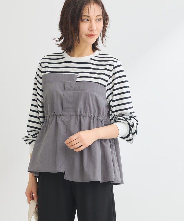 Green Parks ナイロンドッキングドロストプルオーバー Border