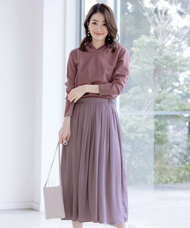 Tiaclasse 【洗える】パーカードッキングワンピース ピンク×ライトピンク