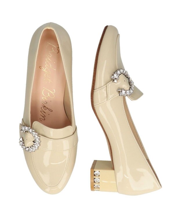 Bridget Birkin 【Bridget Birkin】ヒールアップバックルベルトローファー ベージュエナメル